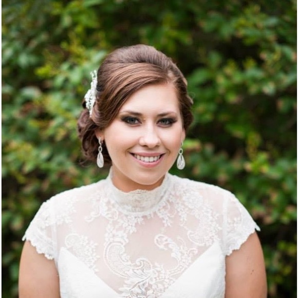 Silver CZ drop earrings - Picture 6 of 6